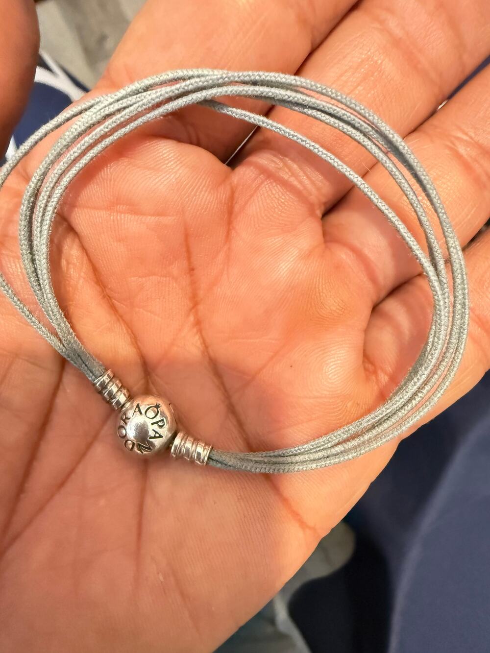 Authentic Pandora Gray Fabric Bracelet Sterling Silver S925 ALE 6.75”